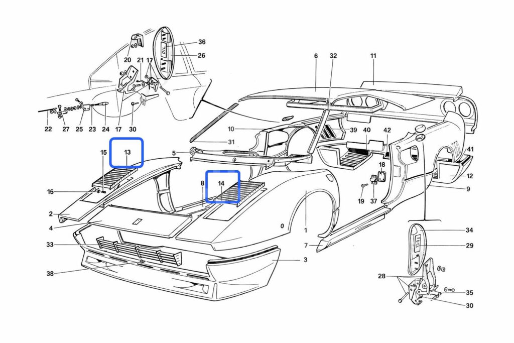 288 GTO fender grill set 60024106 & 60024205